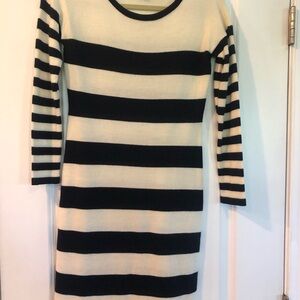 Navy blue and off white sweater dress